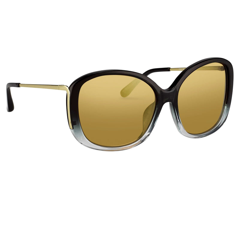 Prabal Gurung Sunglasses Oversized Female Black to Clear/Gold Frame Category 2 Gold Mirror Lenses PG23C1SUN - WatchPilot