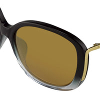 Prabal Gurung Sunglasses Oversized Female Black to Clear/Gold Frame Category 2 Gold Mirror Lenses PG23C1SUN - WatchPilot