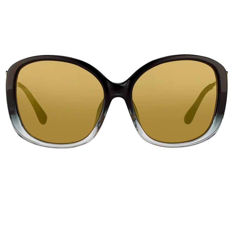 Prabal Gurung Sunglasses Oversized Female Black to Clear/Gold Frame Category 2 Gold Mirror Lenses PG23C1SUN - WatchPilot