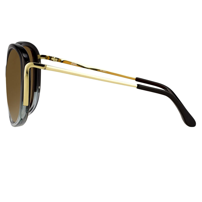 Prabal Gurung Sunglasses Oversized Female Black to Clear/Gold Frame Category 2 Gold Mirror Lenses PG23C1SUN - WatchPilot