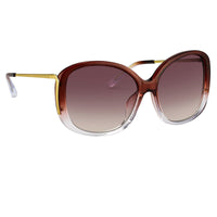 Prabal Gurung Sunglasses Oversized Female Maroon To Clear Frame Category 2 Red Gradient Lenses PG23C4SUN - WatchPilot