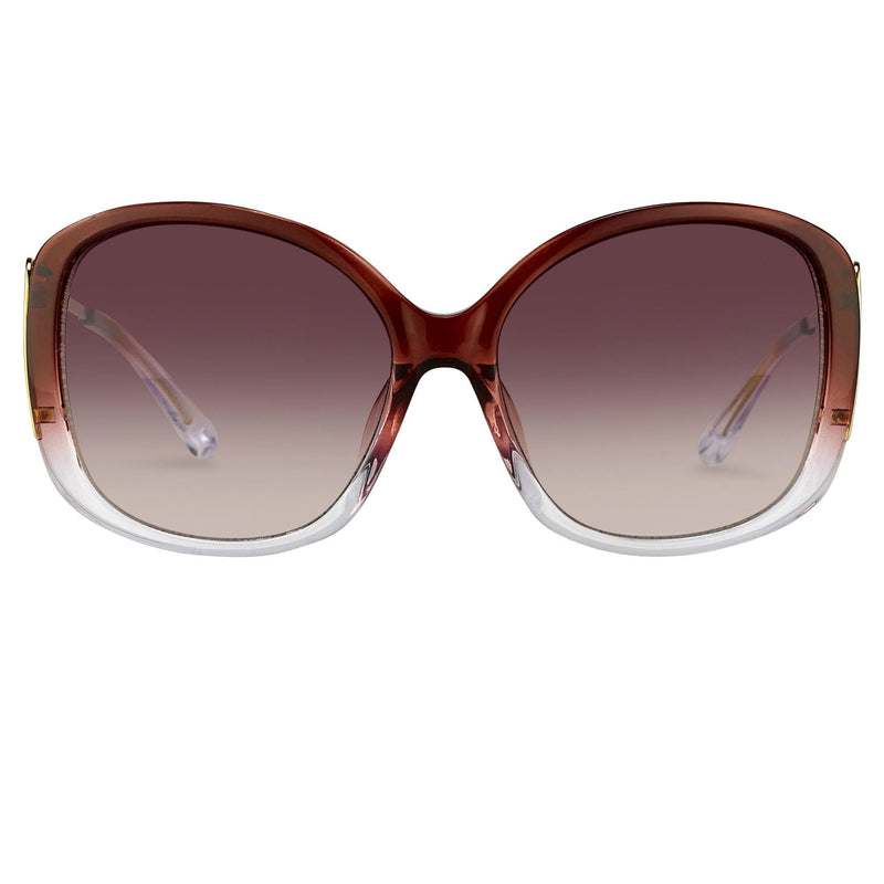 Prabal Gurung Sunglasses Oversized Female Maroon To Clear Frame Category 2 Red Gradient Lenses PG23C4SUN - WatchPilot