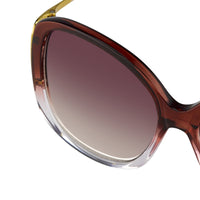 Prabal Gurung Sunglasses Oversized Female Maroon To Clear Frame Category 2 Red Gradient Lenses PG23C4SUN - WatchPilot