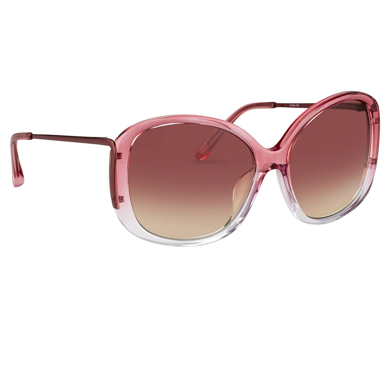 Prabal Gurung Sunglasses Oversized Female Pink to Clear/Metallic Pink Frame Category 1 Pink Gradient Lenses PG23C5SUN - WatchPilot