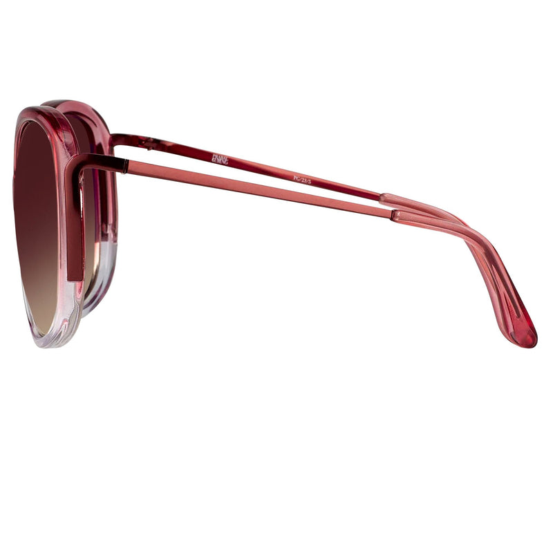 Prabal Gurung Sunglasses Oversized Female Pink to Clear/Metallic Pink Frame Category 1 Pink Gradient Lenses PG23C5SUN - WatchPilot