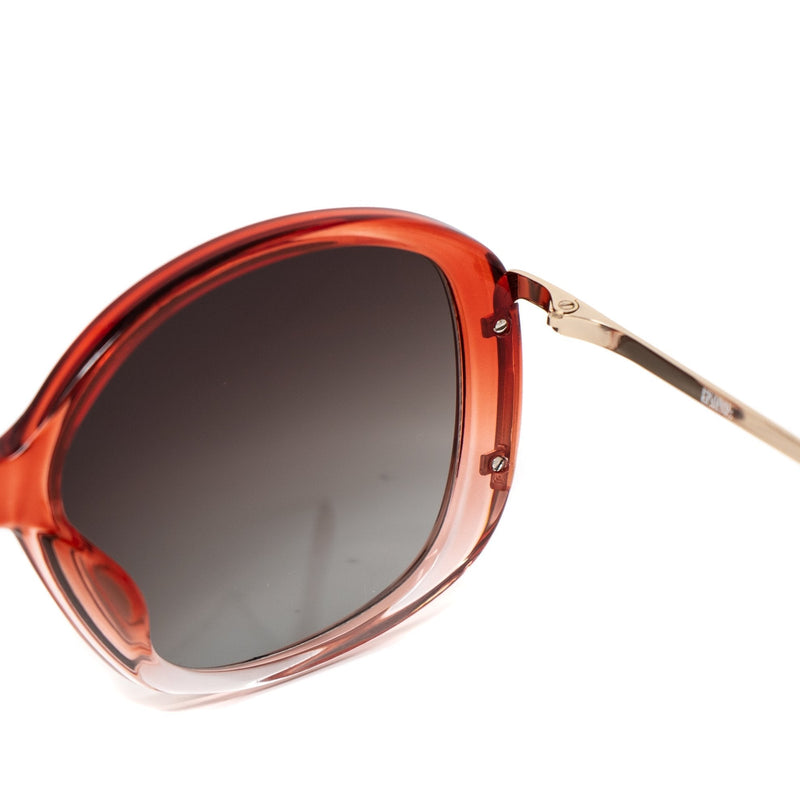 Prabal Gurung Sunglasses Oversized Female Red to Clear/Light Gold Frame Category 3 Grey Graduated Lenses PG23C2SUN - WatchPilot