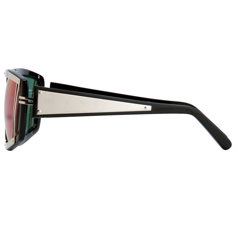 Prabal Gurung Sunglasses Rectangular Black Bar With Green/Purple Mirror Lenses PG3C4SUN - WatchPilot