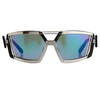 Prabal Gurung Sunglasses Rectangular Black Bar With Green/Purple Mirror Lenses PG3C4SUN - WatchPilot