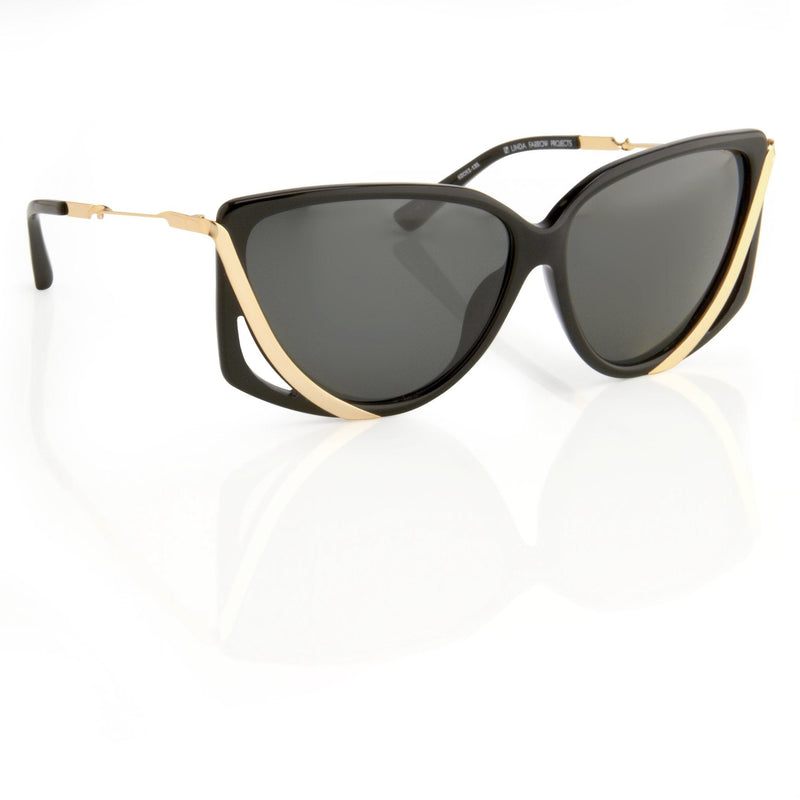 Prabal Gurung Sunglasses Rectangular Black Cut Out With Grey Category 3 Lenses PG4C1SUN - WatchPilot