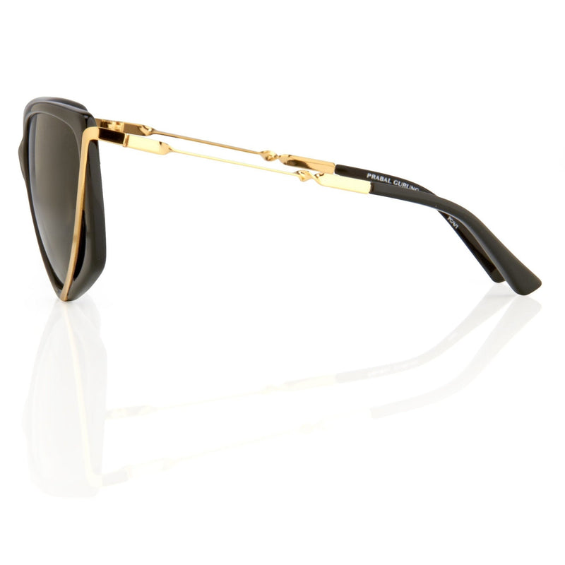 Prabal Gurung Sunglasses Rectangular Black Cut Out With Grey Category 3 Lenses PG4C1SUN - WatchPilot