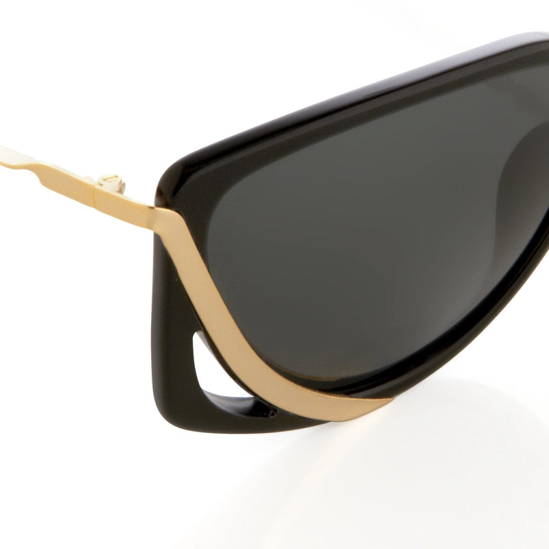 Prabal Gurung Sunglasses Rectangular Black Cut Out With Grey Category 3 Lenses PG4C1SUN - WatchPilot