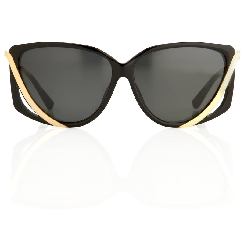 Prabal Gurung Sunglasses Rectangular Black Cut Out With Grey Category 3 Lenses PG4C1SUN - WatchPilot