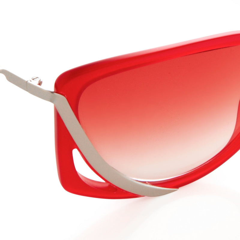 Prabal Gurung Sunglasses Rectangular Red Cut Out With Red Graduated Lenses PG4C3SUN - WatchPilot