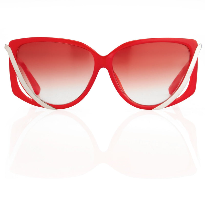 Prabal Gurung Sunglasses Rectangular Red Cut Out With Red Graduated Lenses PG4C3SUN - WatchPilot