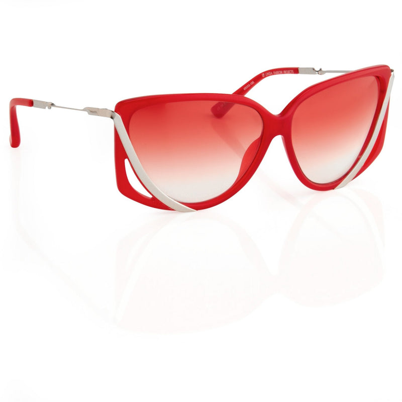 Prabal Gurung Sunglasses Rectangular Red Cut Out With Red Graduated Lenses PG4C3SUN - WatchPilot