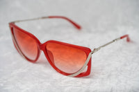 Prabal Gurung Sunglasses Rectangular Red Cut Out With Red Graduated Lenses PG4C3SUN - WatchPilot