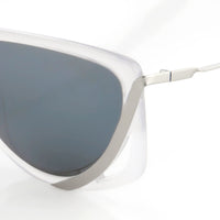 Prabal Gurung Sunglasses Rectangular Smokey White Cut Out With Grey Category 3 Graduated Lenses PG4C2SUN - WatchPilot