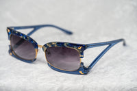 Prabal Gurung Sunglasses Rectangular Textural Blue With Purple Category 3 Graduated Lenses PG2C3SUN - WatchPilot