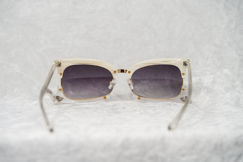 Prabal Gurung Sunglasses Rectangular Textural White With Purple Category 3 Graduated Lenses PG2C2SUN - WatchPilot