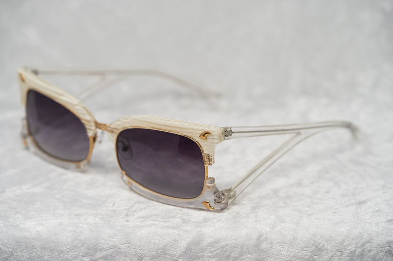 Prabal Gurung Sunglasses Rectangular Textural White With Purple Category 3 Graduated Lenses PG2C2SUN - WatchPilot