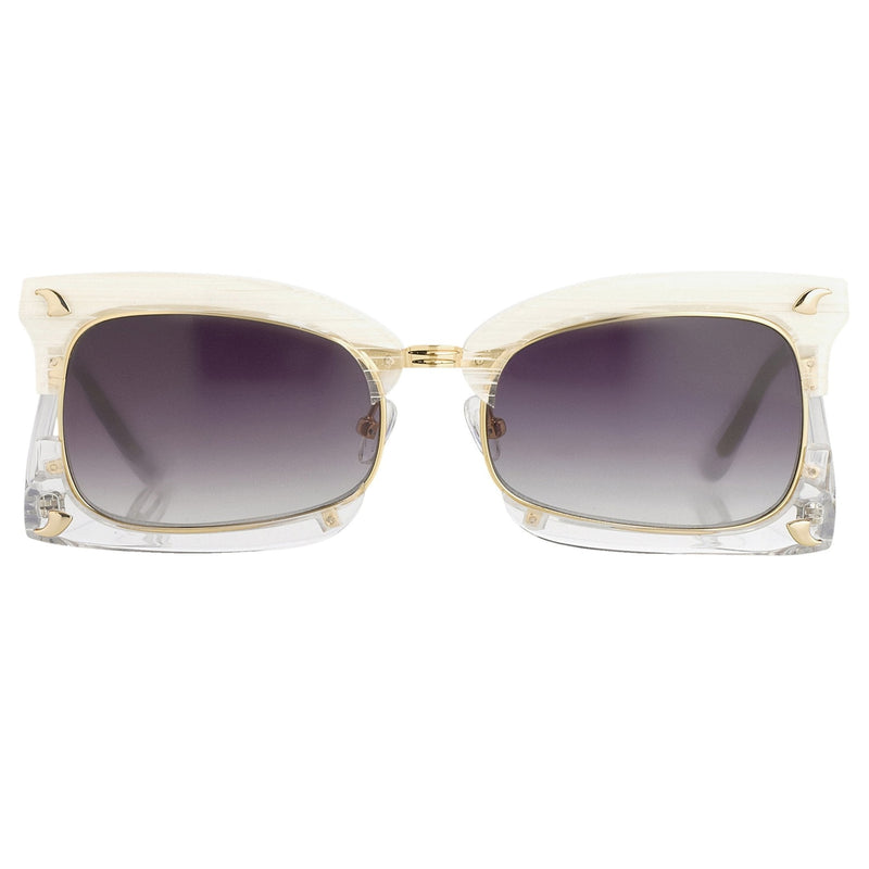 Prabal Gurung Sunglasses Rectangular Textural White With Purple Category 3 Graduated Lenses PG2C2SUN - WatchPilot