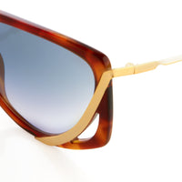 Prabal Gurung Sunglasses Rectangular Tortoise Shell Cut Out With Grey Graduated Flash Mirror Lenses PG4C5SUN - WatchPilot