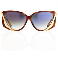 Prabal Gurung Sunglasses Rectangular Tortoise Shell Cut Out With Grey Graduated Flash Mirror Lenses PG4C5SUN - WatchPilot