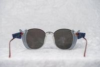 Prabal Gurung Sunglasses Round Black Smokey White With Blue Category 3 Graduated Mirror Lenses PG24C5SUN - WatchPilot