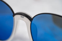 Prabal Gurung Sunglasses Round Black Smokey White With Blue Category 3 Graduated Mirror Lenses PG24C5SUN - WatchPilot