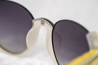 Prabal Gurung Sunglasses Round Clear Ivory White With Dark Grey Category 3 Graduated Lenses PG24C3SUN - WatchPilot