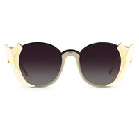 Prabal Gurung Sunglasses Round Clear Ivory White With Dark Grey Category 3 Graduated Lenses PG24C3SUN - WatchPilot