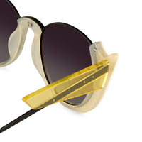 Prabal Gurung Sunglasses Round Clear Ivory White With Dark Grey Category 3 Graduated Lenses PG24C3SUN - WatchPilot