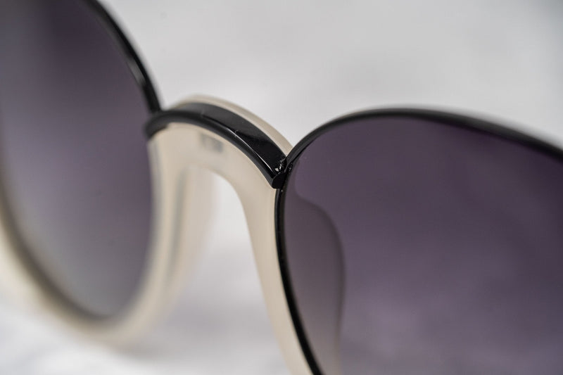 Prabal Gurung Sunglasses Round Clear Ivory White With Dark Grey Category 3 Graduated Lenses PG24C3SUN - WatchPilot