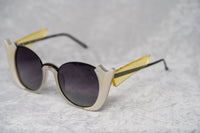 Prabal Gurung Sunglasses Round Clear Ivory White With Dark Grey Category 3 Graduated Lenses PG24C3SUN - WatchPilot