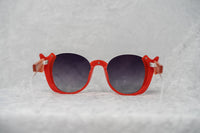 Prabal Gurung Sunglasses Round Crimson Ivory White With Dark Grey Category 3 Graduated Lenses PG24C4SUN - WatchPilot