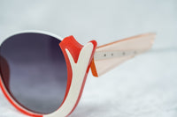 Prabal Gurung Sunglasses Round Crimson Ivory White With Dark Grey Category 3 Graduated Lenses PG24C4SUN - WatchPilot