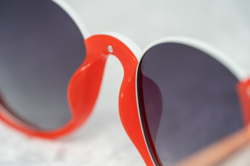 Prabal Gurung Sunglasses Round Crimson Ivory White With Dark Grey Category 3 Graduated Lenses PG24C4SUN - WatchPilot