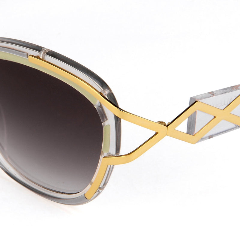 Prabal Gurung Sunglasses Square Clear Olive With Grey Category 3 Graduated Lenses PG8C1SUN - WatchPilot