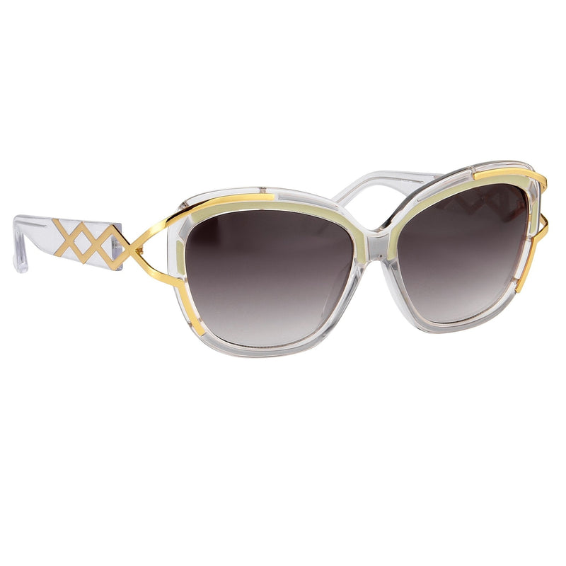 Prabal Gurung Sunglasses Square Clear Olive With Grey Category 3 Graduated Lenses PG8C1SUN - WatchPilot