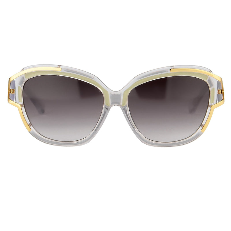 Prabal Gurung Sunglasses Square Clear Olive With Grey Category 3 Graduated Lenses PG8C1SUN - WatchPilot