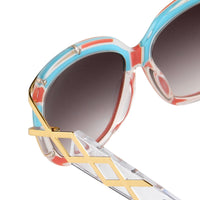 Prabal Gurung Sunglasses Square Clear Red Sky Blue With Grey Category 3 Graduated Lenses PG8C2SUN - WatchPilot