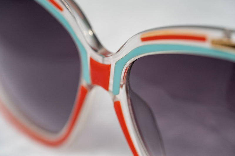 Prabal Gurung Sunglasses Square Clear Red Sky Blue With Grey Category 3 Graduated Lenses PG8C2SUN - WatchPilot