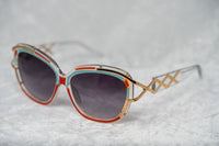 Prabal Gurung Sunglasses Square Clear Red Sky Blue With Grey Category 3 Graduated Lenses PG8C2SUN - WatchPilot