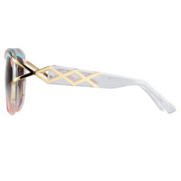 Prabal Gurung Sunglasses Square Clear Red Sky Blue With Grey Category 3 Graduated Lenses PG8C2SUN - WatchPilot