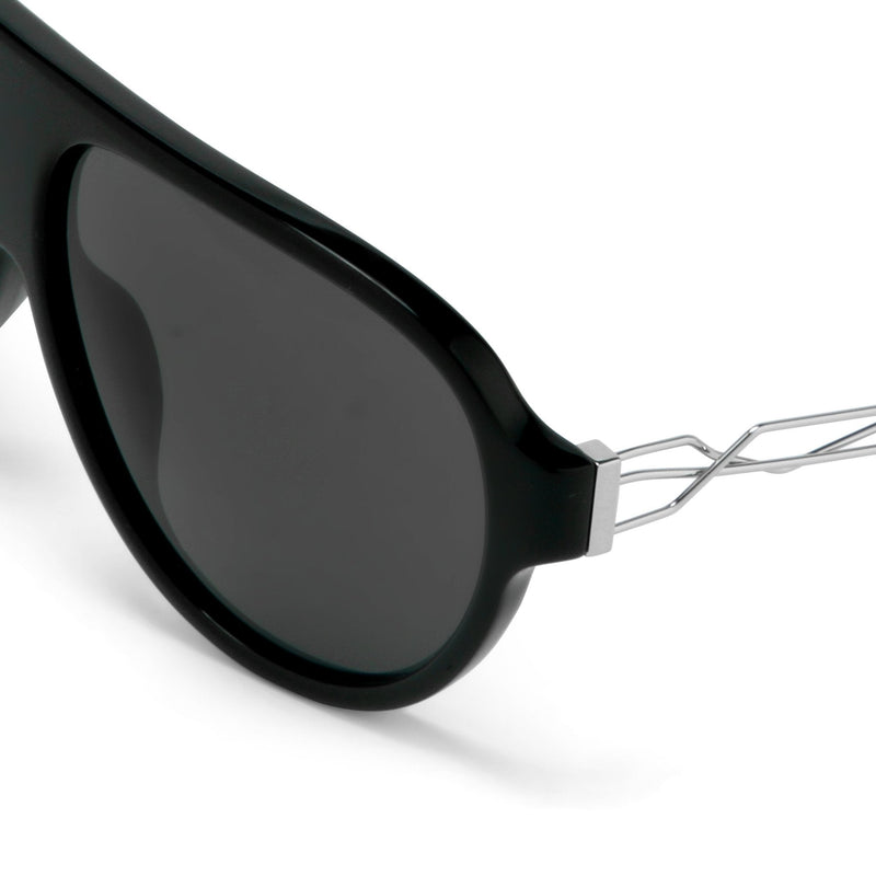 Prabal Gurung Sunglasses Unisex Aviator Black Acetate CAT3 Grey Lenses PG16C1SUN - WatchPilot