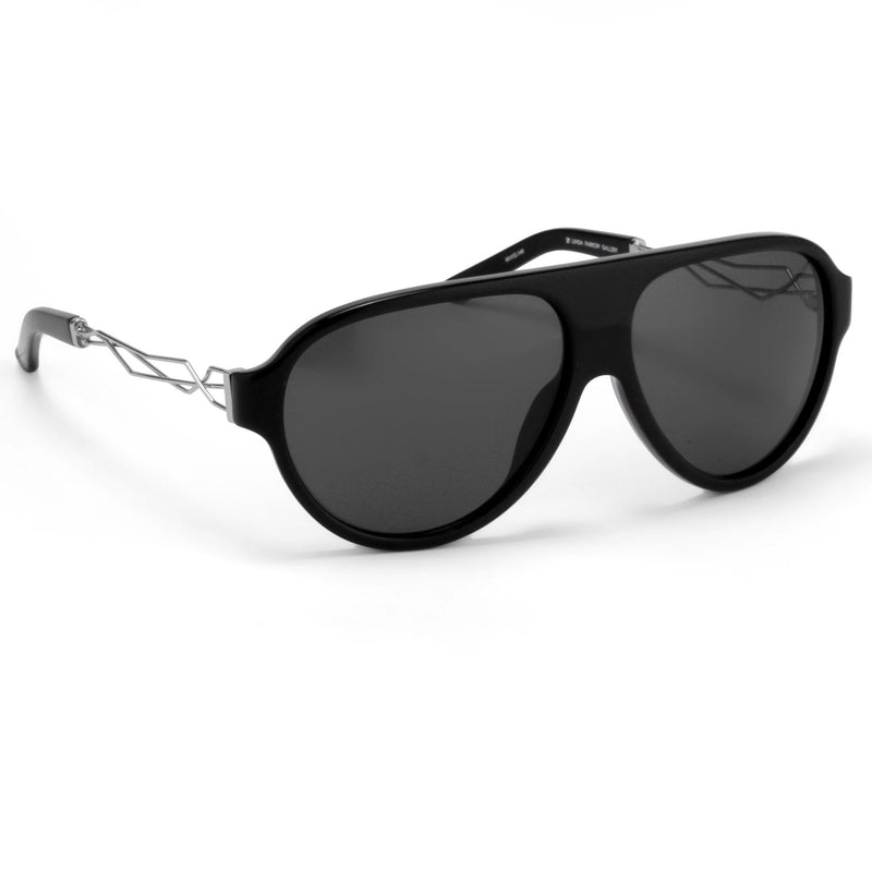 Prabal Gurung Sunglasses Unisex Aviator Black Acetate CAT3 Grey Lenses PG16C1SUN - WatchPilot