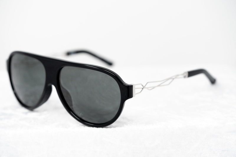 Prabal Gurung Sunglasses Unisex Aviator Black Acetate CAT3 Grey Lenses PG16C1SUN - WatchPilot