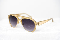 Prabal Gurung Sunglasses Unisex Aviator Olive Acetate and Gold CAT3 Purple Lenses PG11C2SUN - WatchPilot