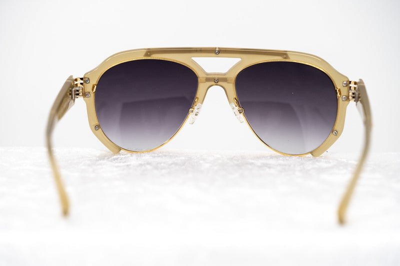 Prabal Gurung Sunglasses Unisex Aviator Olive Acetate and Gold CAT3 Purple Lenses PG11C2SUN - WatchPilot