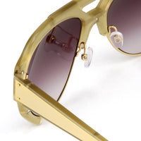 Prabal Gurung Sunglasses Unisex Aviator Olive Acetate and Gold CAT3 Purple Lenses PG11C2SUN - WatchPilot